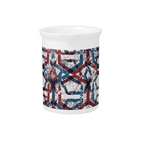 Abstract Geometric Red Blue Beverage Pitcher