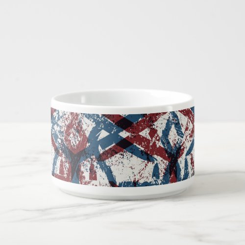 Abstract Geometric Red Blue Bowl