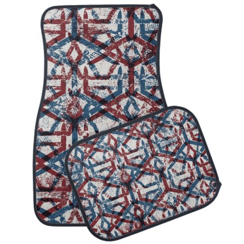 Abstract Geometric Red Blue Car Floor Mat