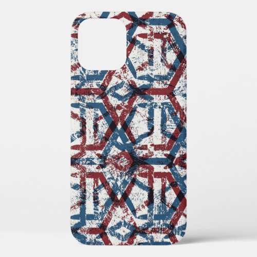 Abstract Geometric Red Blue iPhone 12 Case