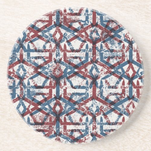 Abstract Geometric Red Blue Coaster