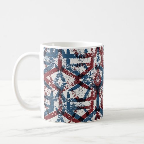 Abstract Geometric Red Blue Coffee Mug