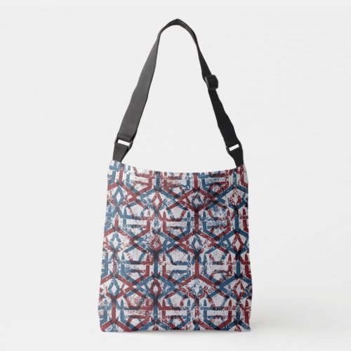 Abstract Geometric Red Blue Crossbody Bag