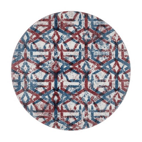 Abstract Geometric Red Blue Cutting Board