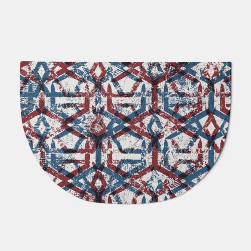Abstract Geometric Red Blue Doormat