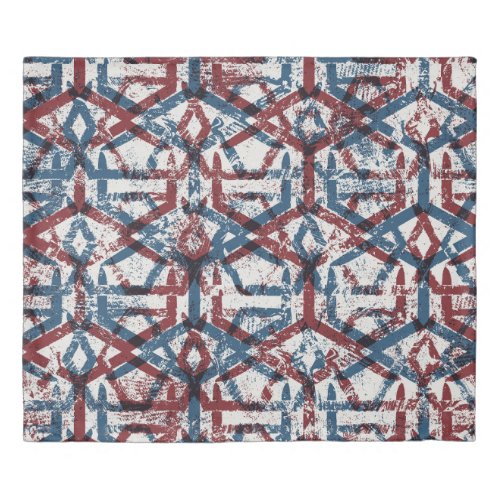 Abstract Geometric Red Blue Duvet Cover