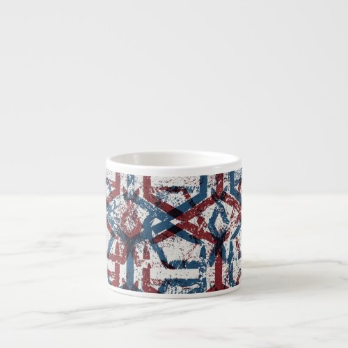 Abstract Geometric Red Blue Espresso Cup