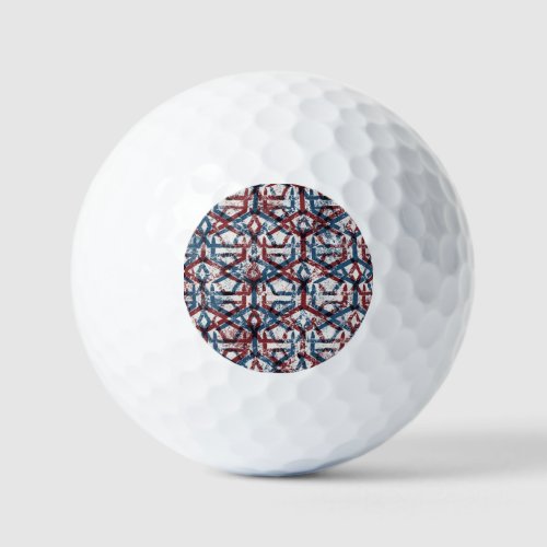 Abstract Geometric Red Blue Golf Balls