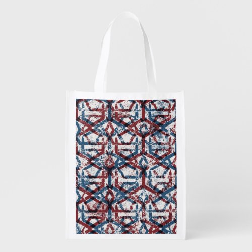 Abstract Geometric Red Blue Grocery Bag