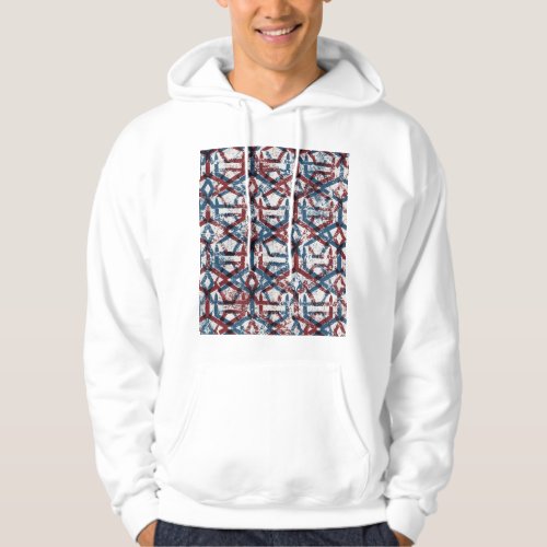 Abstract Geometric Red Blue Hoodie