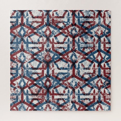 Abstract Geometric Red Blue Jigsaw Puzzle