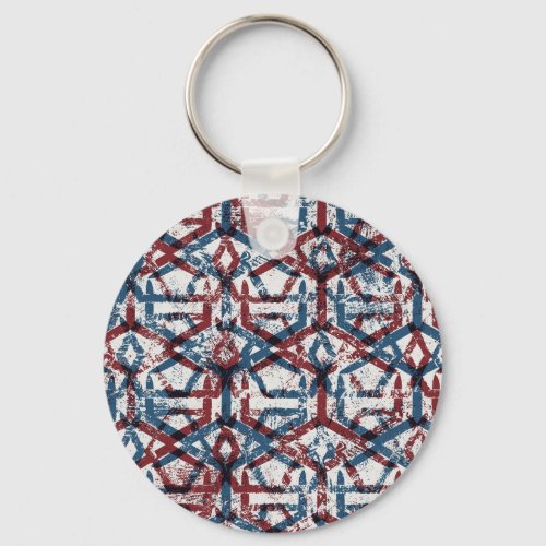 Abstract Geometric Red Blue Keychain