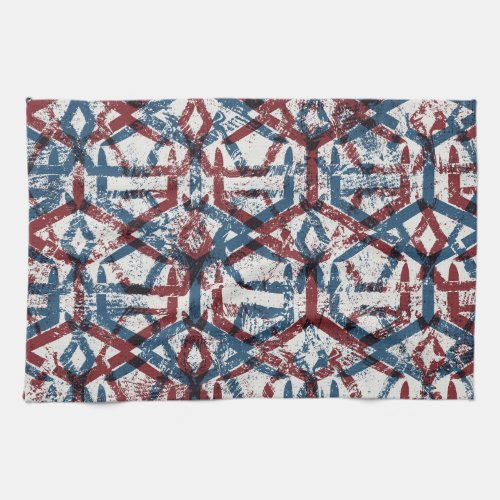 Abstract Geometric Red Blue Kitchen Towel