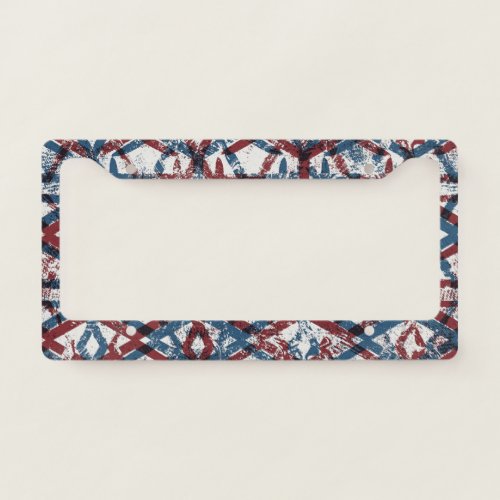 Abstract Geometric Red Blue License Plate Frame