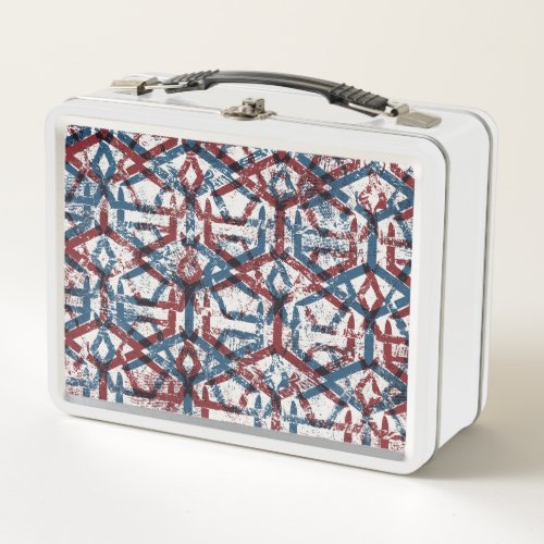 Abstract Geometric Red Blue Metal Lunch Box