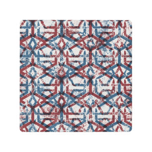 Abstract Geometric: Red Blue Metal Print