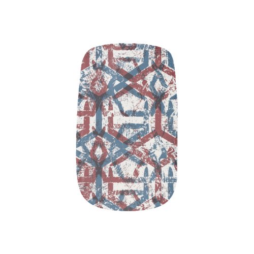 Abstract Geometric Red Blue Minx Nail Art