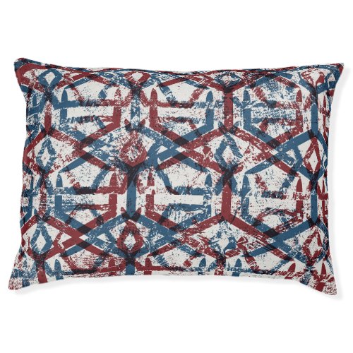 Abstract Geometric Red Blue Pet Bed