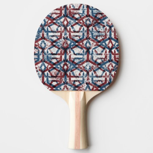 Abstract Geometric Red Blue Ping Pong Paddle