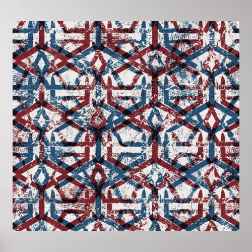 Abstract Geometric Red Blue Poster