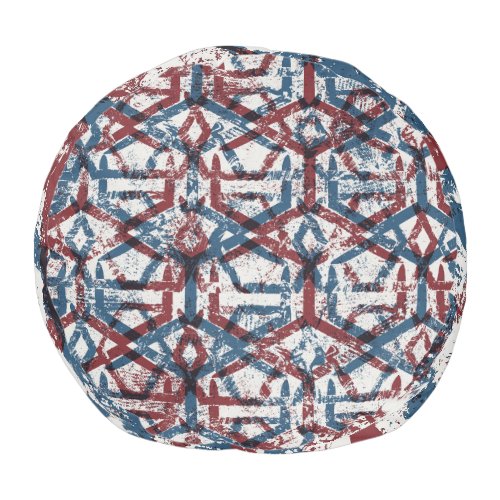 Abstract Geometric Red Blue Pouf