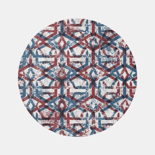 Abstract Geometric Red Blue Rug