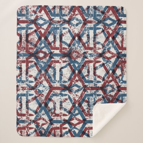 Abstract Geometric Red Blue Sherpa Blanket