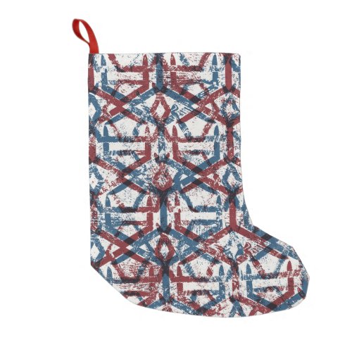 Abstract Geometric Red Blue Small Christmas Stocking