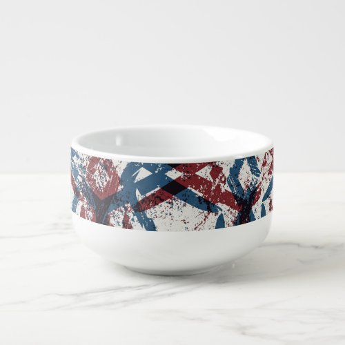 Abstract Geometric Red Blue Soup Mug