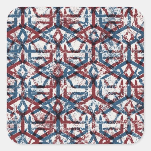 Abstract Geometric Red Blue Square Sticker