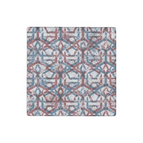 Abstract Geometric Red Blue Stone Magnet