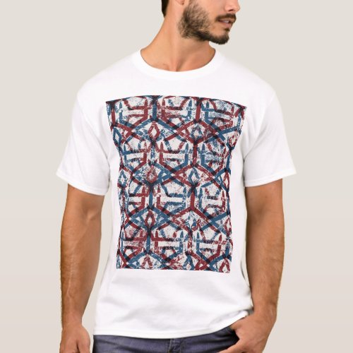 Abstract Geometric Red Blue T_Shirt