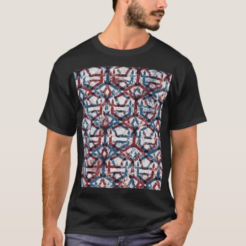 Abstract Geometric Red Blue T_Shirt