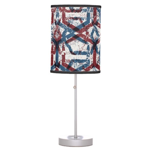 Abstract Geometric Red Blue Table Lamp