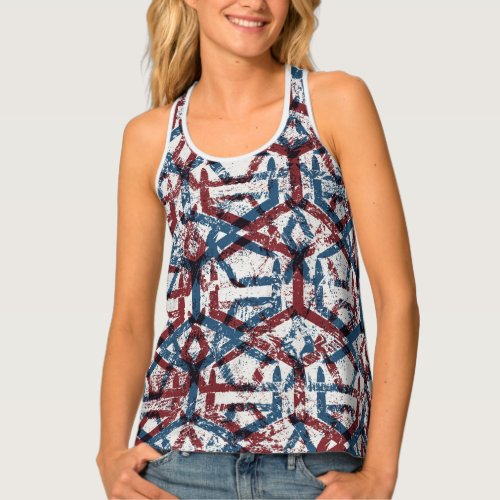 Abstract Geometric Red Blue Tank Top