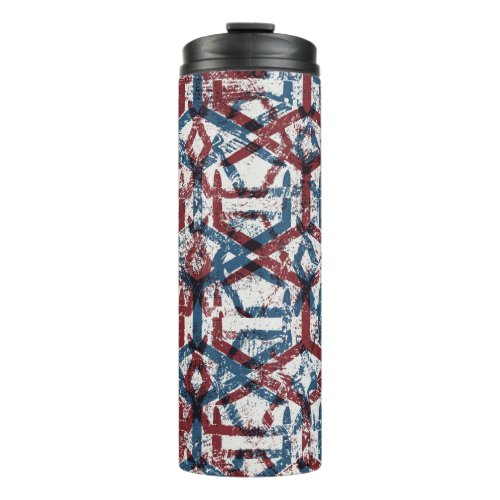 Abstract Geometric Red Blue Thermal Tumbler