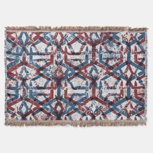 Abstract Geometric Red Blue Throw Blanket