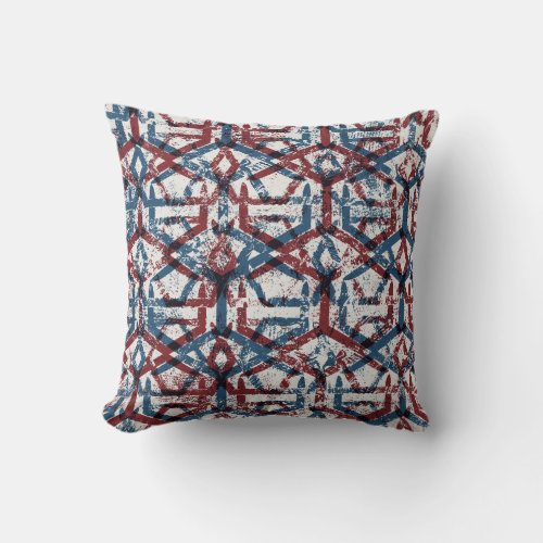 Abstract Geometric Red Blue Throw Pillow