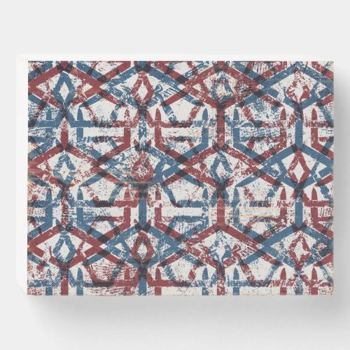 Abstract Geometric Red Blue Wooden Box Sign