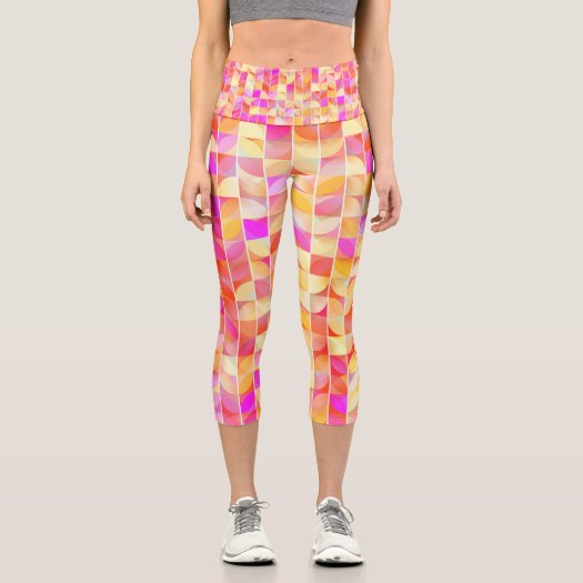 Abstract Geometric Red Pink Yellow Mosaic Pattern