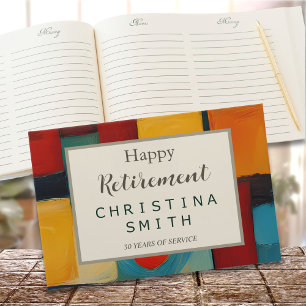 Abstract Geometric Retro Playful Retirement Party Guest Book