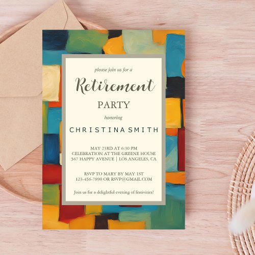 Abstract Geometric Retro Playful Retirement Party