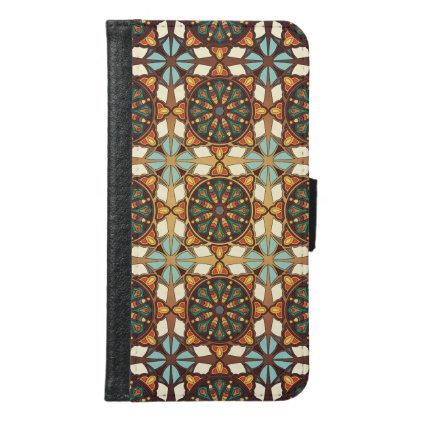 Abstract geometric retro seamless pattern wallet phone case for samsung galaxy s6