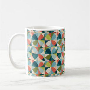 Abstract geometric seamless pattern in mid-century coffee mug
