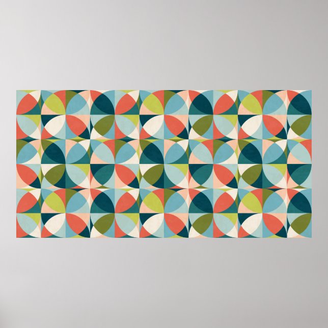 Abstract geometric seamless pattern in mid-century poster (Front)