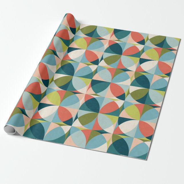 Abstract geometric seamless pattern in mid-century wrapping paper (Unrolled)