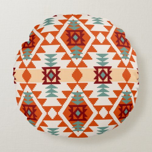 Abstract geometric seamless patternnative america round pillow