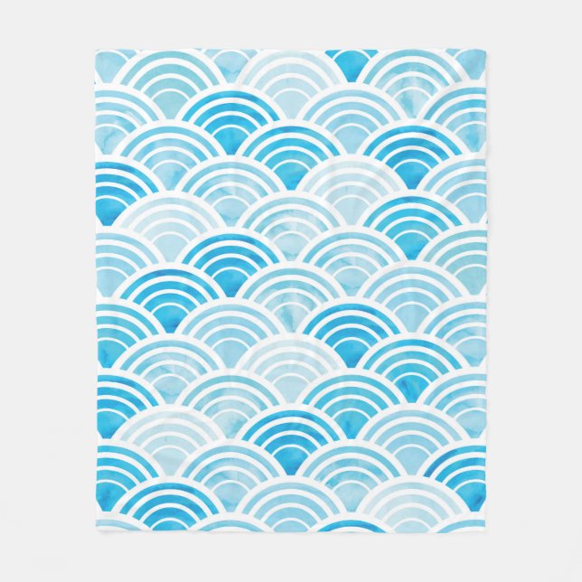 Abstract geometric seamless pattern with blue wate fleece blanket (Front)