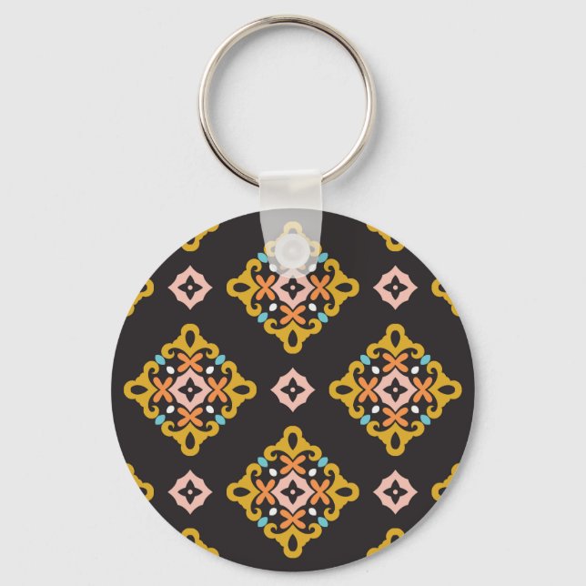 Abstract Geometric: Seamless Vintage Texture Keychain (Front)