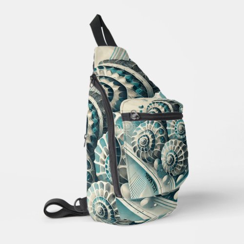 Abstract Geometric Seashell Elegance Your Text Sling Bag